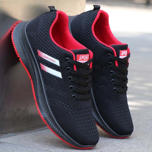 Men's Breathable Mesh Lace-up Closure Flat Sport Wear Sneakers