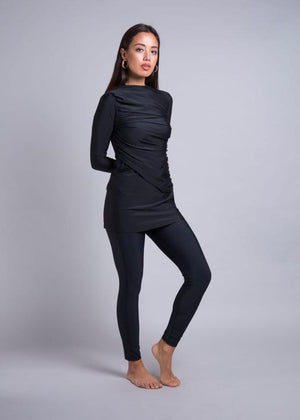 Women's Arabian Spandex Full Sleeves Solid Modest Swimwear Dress