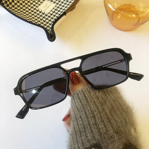 Women's Resin Frame Hip Hop Luxury Retro Rectangle Sunglasses