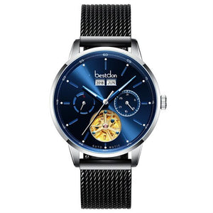 Men's Alloy Hook Buckle Clasp Automatic Luxury Round Watches