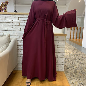 Women's Arabian Polyester Long Sleeve Plain Pattern Casual Dress