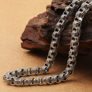 Men's 100% 925 Sterling Silver O-Chain Geometric Retro Necklace