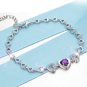 Women's 925 Sterling Silver Heart Pattern Zircon Elegant Bracelet