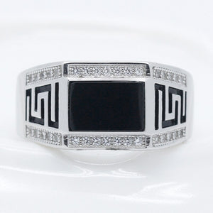 Men's 100% 925 Sterling Silver Zircon Bezel Setting Vintage Ring