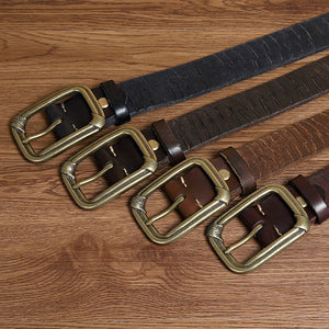 Men's Cowskin Pin Buckle Closure Vintage Casual Wear Plain Belts