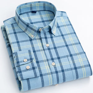 Men's Cotton Full Sleeves Single Breasted Plaid Casual Wear Shirt