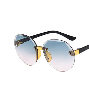 Kid's Plastic Frame Gradient Rimless Oval UV400 Shades Sunglasses