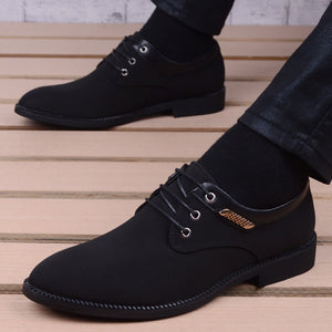 Men's Pointed Toe Lace Up Closure Solid Pattern Formal Shoes