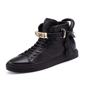 Men's Rubber Waterproof Lace-Up Closure Warm High Top Sneakers