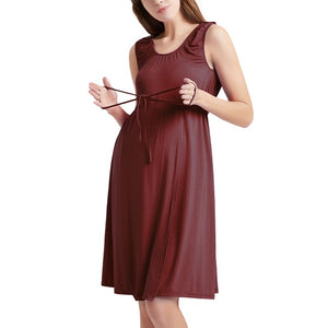 Women's Round Neck Sleeveless Solid Knee-Length Casual Dress