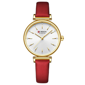 Women's Leather Round Dial Hook Closure Automatic Wrist Watch