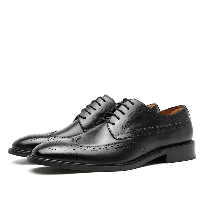 Men's Genuine Leather Pointed Toe Lace-up Formal Wear Shoes