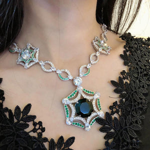 Women's Copper Trendy Cubic Zirconia Wedding Bridal Necklace