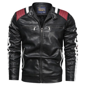 Men's PU Leather Full Sleeve Zipper Closure Vintage Casual Jacket