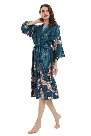 Women's Polyester Short Sleeve Printed Pattern Nightwear Robe