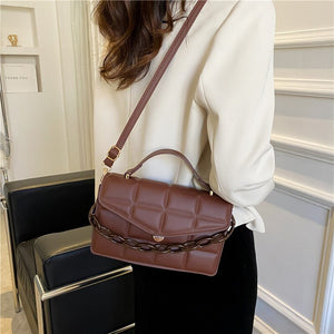 Women's PU Leather Cover Closure Crossbody Plaid Pattern Handbags