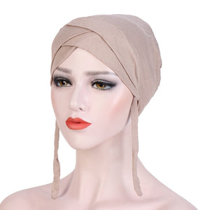 Women's Arabian Criss Cross Pattern Turban Head Wear For Hijabs
