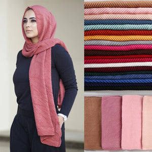 Women's Arabian Cotton Head Wrap Solid Pattern Casual Hijabs