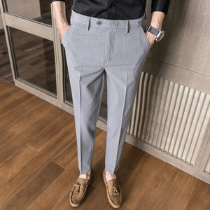 Men's Cotton Zipper Fly Closure Plain Formal Wear Suit Pants