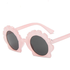 Kid's Plastic Colorful Lens Floral Pattern Round Sunglasses