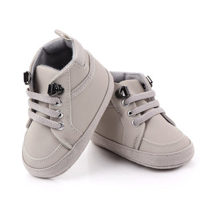 Baby Boy's PU Round Toe Elastic Band Non-Slip Casual Sneakers