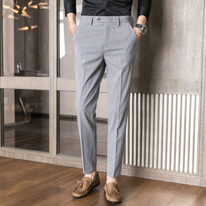 Men's Cotton Zipper Fly Closure Plain Formal Wear Suit Pants