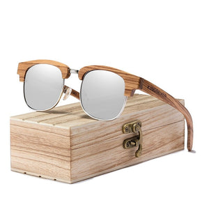 Men's Wooden Frame Polycarbonate Lens UV400 Protection Sunglasses