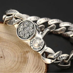 Men's 100% 925 Sterling Silver Vintage Geometric Ethnic Bracelet