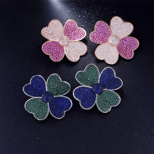 Women's Cubic Zirconia Plant Pattern Casual Trendy Stud Earrings
