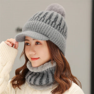 Women's Wool Thick Velvet Skullies Beanies knitted Warm Caps