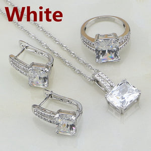Women's 100% 925 Sterling Silver Zircon Wedding Jewelry Sets