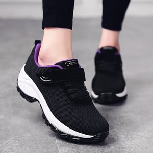 Women's Mesh Lace-Up Solid Pattern Walking Gym Running Shoes
