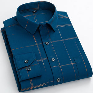 Men's Polyester Turn Down Full Sleeves Striped Pattern Shirt
