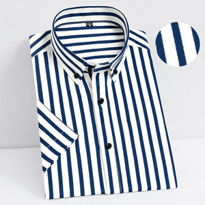 Men's 100% Cotton Short Sleeves Striped Pattern Formal Shirt