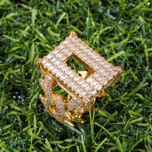 Men's Copper Pave Settings Hip-Hop Geometric Pattern Elegant Ring