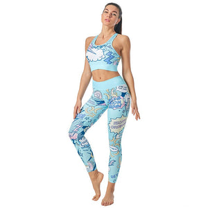 Women's Polyester Sleeveless Breathable Letter Pattern Yoga Suit