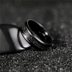 Men's Titanium Round Pattern Wedding Luxury Trendy Sandstone Ring