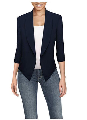 Women's Turn-down Polyester Slim Formal Solid Pattern Blazer
