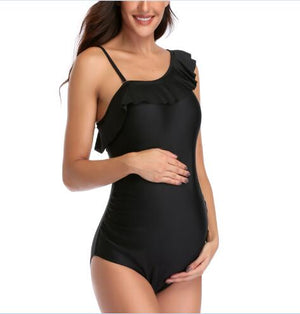 Women's Polyester Solid Pattern Maternity Swimwear Bathing Suit