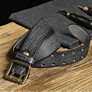Men's Cowskin Double Pin Buckle Closure Casual Wear Classic Belts