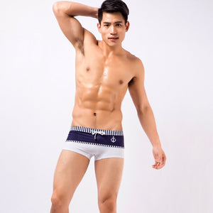 Men's Polyester Quick Dry Bathing Striped Pattern Swimwear Shorts