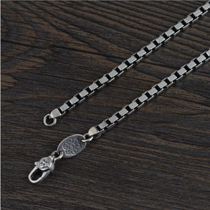Men's 100% 925 Sterling Silver Box Chain Geometric Necklace