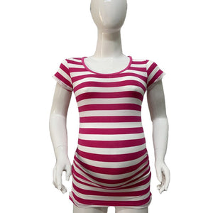 Women's O-Neck Short Sleeve Striped Pattern Maternity T-Shirt