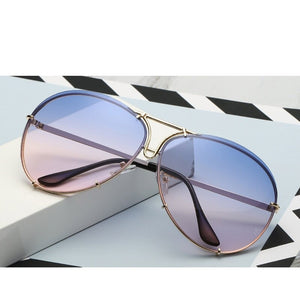 Women's Alloy Frame Acrylic Lens Rimless Vintage Sunglasses