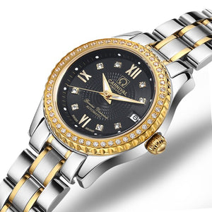 Women's Mechanical Stainless Steel Folding Clasp Round Watch