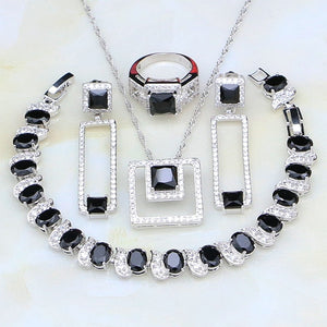 Women's 100% 925 Sterling Silver Zircon Wedding Jewelry Set