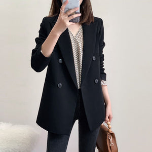 Women's Polyester Full Sleeves Double Breasted Formal Blazer