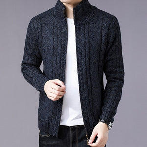 Men's Polyester Full Sleeves Zipper Closure Winter Causal Sweater