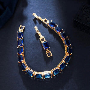 Women's Copper Cubic Zirconia Link Chain Geometric Bracelet