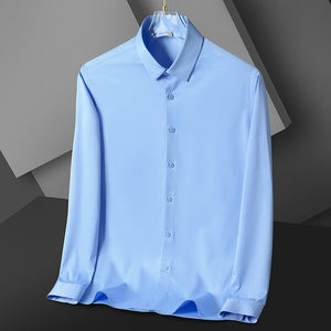 Men's Polyester Turn-Down Collar Single Breasted Formal Shirt
